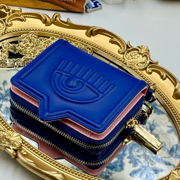 🆕 CHIARA FERRAGNI 🧿 BNIB Eyelike Motif Chain Linked Wallet - Blue - WOC - Picture 11 of 15
